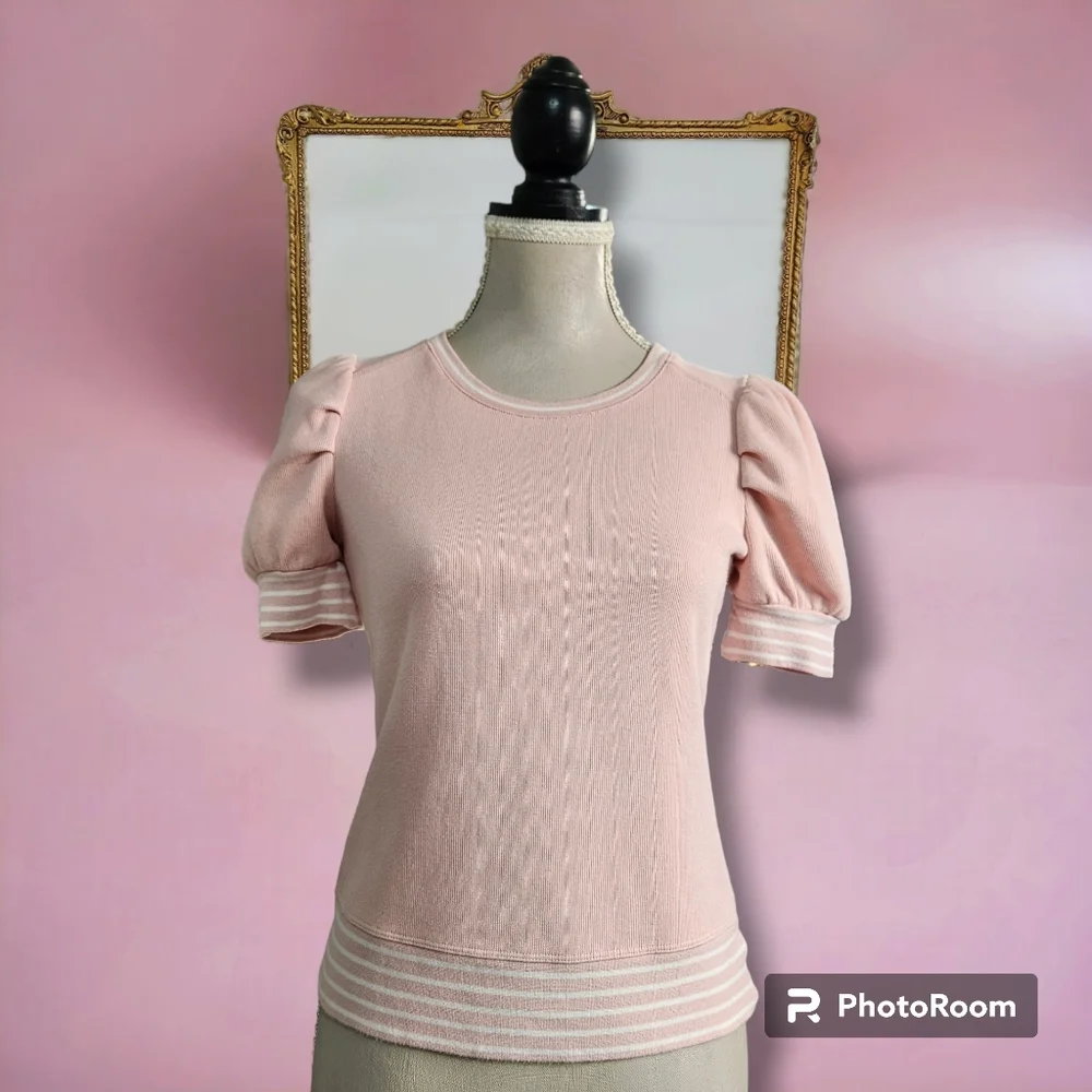 Marcs | Pink & White Shell Cove Knit Short Sleeve | size XS - Picture 1 of 9